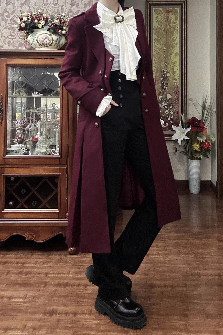 [Paranoid’s Punishment ] Wool Long Sleeves Slim Gothic Lolita Trench Coat 4 Colors - Product - 7