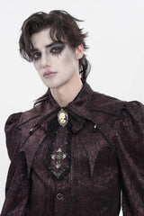 Red Printed Ruffled Bow Lace Men's Gothic Luxurious Royal Neckwear - Product - 4