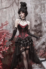 Black/Red Duchess Rococo Fishbone Girdle Multi-layer Ruffle Gothic Lolita Skirt - Product - 13