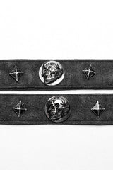 Skull Print Rivets Decoration Women's Steampunk Military Choker 2 Colors - Product - 6