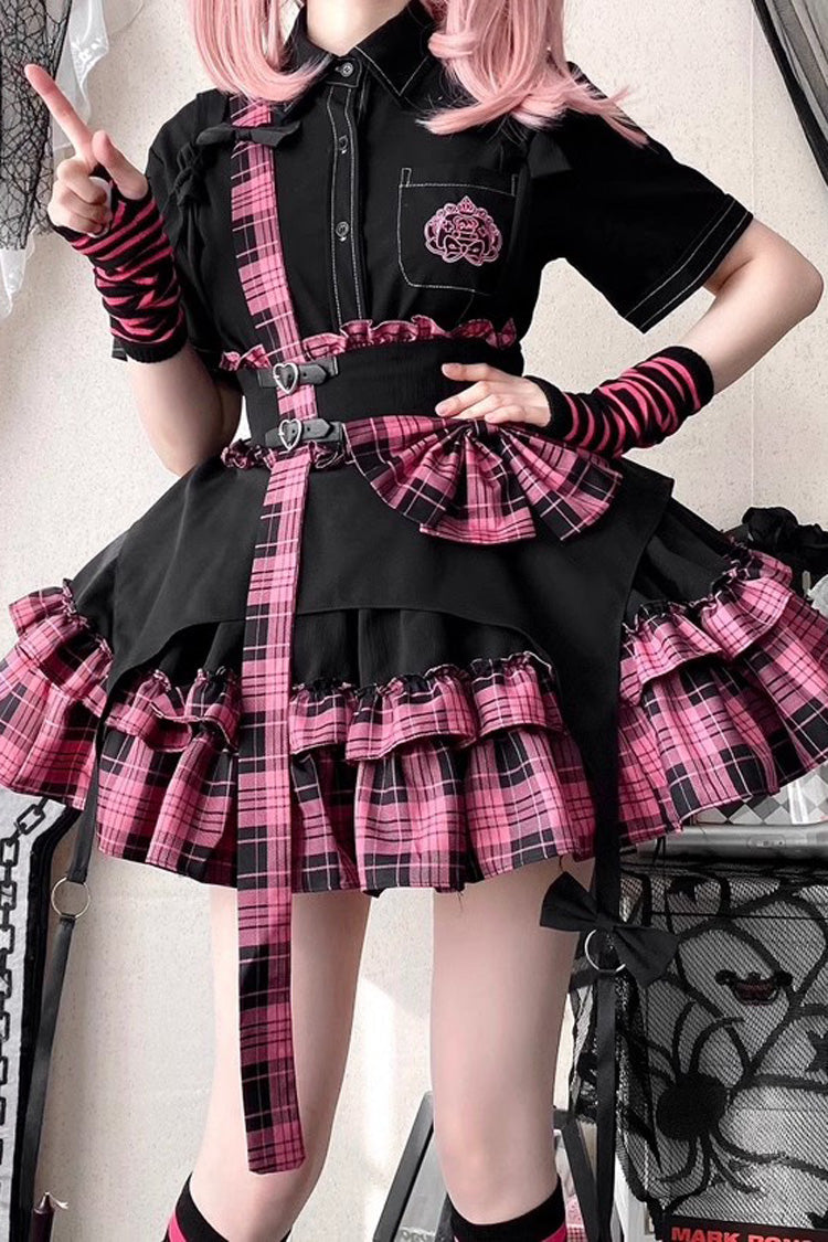 Electronic Kitten Dark Girl Multi-layer Plaid Print Ruffle Bowknot Gothic Lolita Skirt 3 Colors - Product - 7