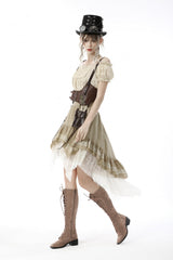 White/Yellow Women's Steampunk Victorian Lace Multi-Layered Dovetail Ruffled Skirt - Product - 2
