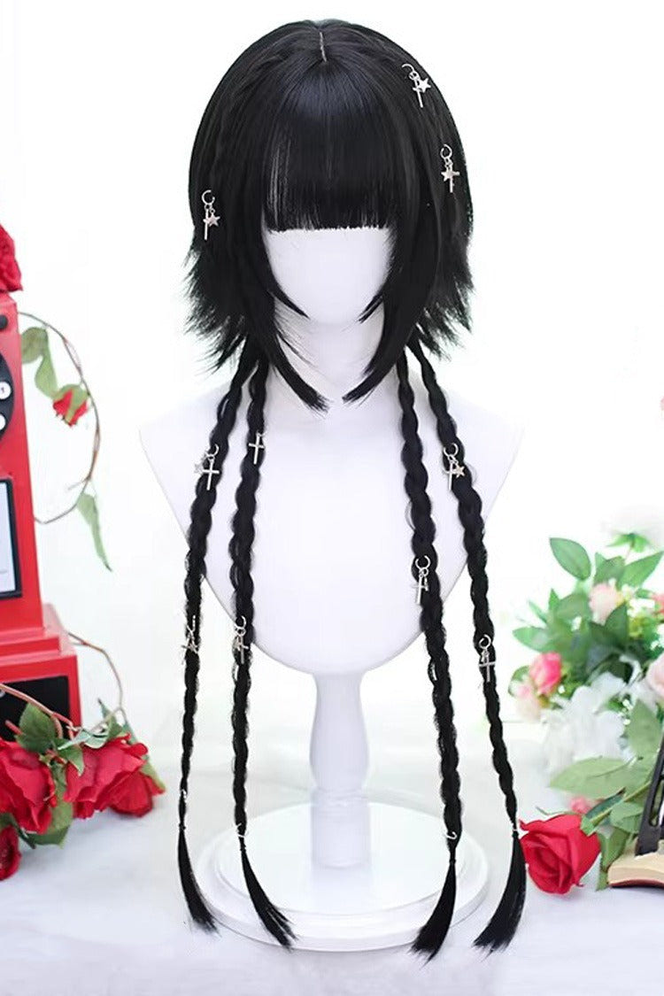 Japanese Style Highlight Trendy Girl Long Braided Sweet Lolita Wig 4 Colors - Natural-Black - 3