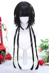 Japanese Style Highlight Trendy Girl Long Braided Sweet Lolita Wig 4 Colors - Natural-Black - 3