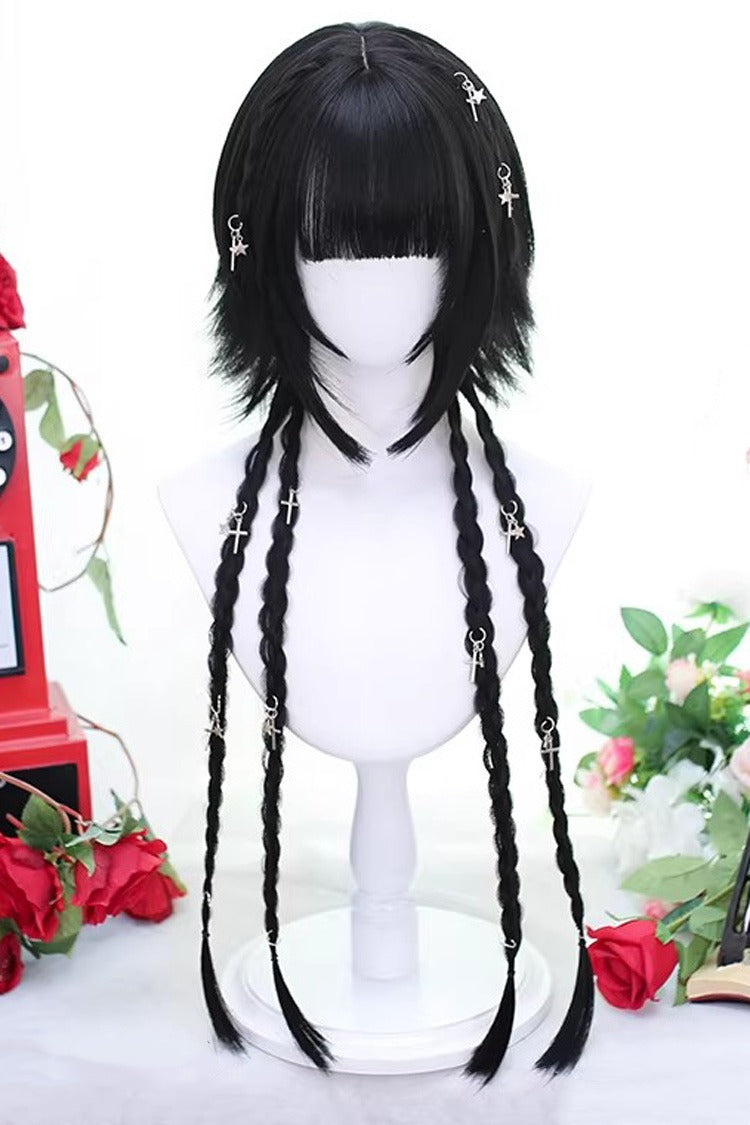 Japanese Style Highlight Trendy Girl Long Braided Sweet Lolita Wig 4 Colors - Natural-Black - 3