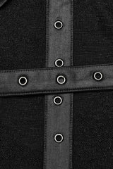 Black Hollow Metal Eyelet Strap Lace-Up Women's Steampunk Leggings - Product - 6