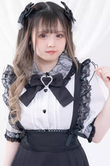 Doll Collar Short Sleeves Bowknot Sweet Jirai Kei Japanese Lolita Blouse 4 Colors - Product - 5