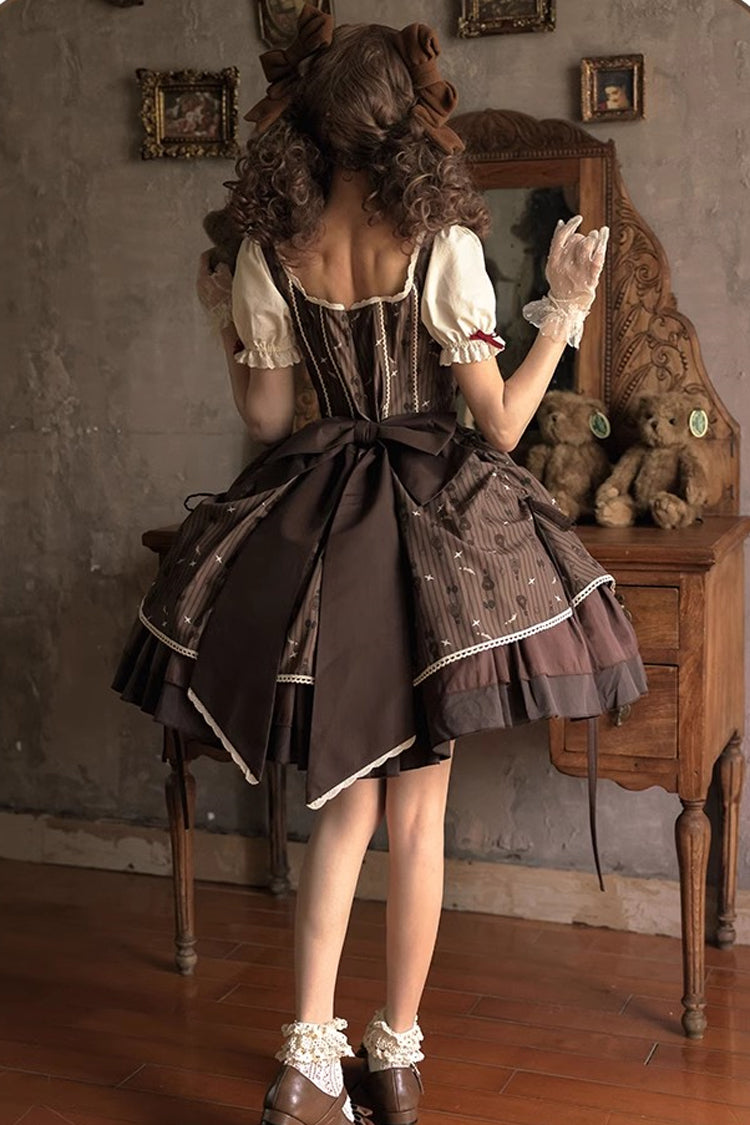 Brown Moro Coco [Hot Air Balloon] Print Ruffle Bowknot Sweet Elegant Princess Lolita Dress - Product - 3