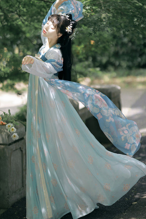 Chinese Ancient Style Fairy Elegant Chiffon Sweet Hanfu Dress Full Set - Product - 3