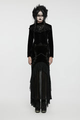 Black Swallow-tailed Velvet Long Sleeves Women's Gothic Jacket - Product - 2