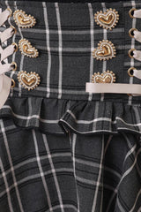 Sweet Jirai Kei High Waisted Triple-Layered Print Ruffle Bowknot Lace-Up Japanese Strap Dress 3 Colors - Product - 7