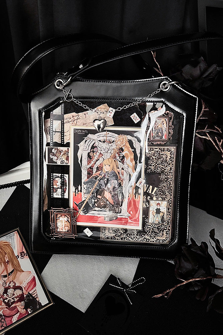 Black [Rose Thorns] Cut-Out Embroidered Chain-Decorated Gothic Lolita Itabag - Product - 2