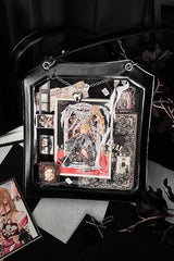 Black [Rose Thorns] Cut-Out Embroidered Chain-Decorated Gothic Lolita Itabag - Product - 2