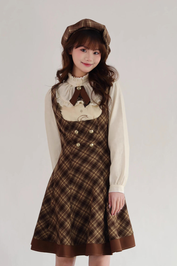 Brown [Broken Pocket Watch] Sleeveless Printed Classic Lolita Bust-Support Jsk Dress - Product - 12