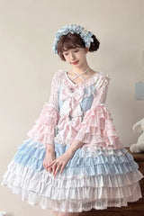 Sweet Chiffon Long Hime Sleeves Ruffled Bow Lolita Blouse 3 Colors - Product - 6