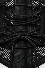 Black Print Leather Hollow Stitching Mesh Women's Gothic Corset - Product - 7