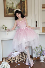 Pink [Foamy Sea] Sleeveless Ruffle Bowknot Fishbone Sweet Lolita Jsk Dress - Pink - 1