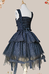 Black [Apprentice Witch] Double-Layered Ruffle Lace Gothic Lolita Skirt - Product - 11