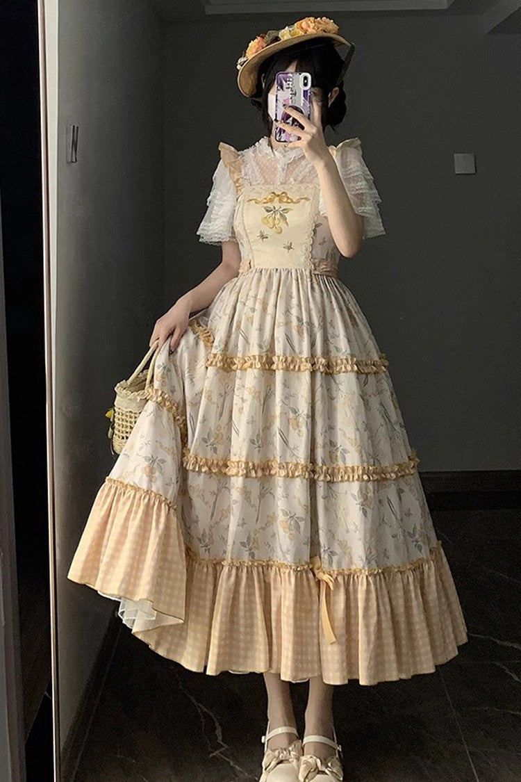Multi-Color Midsummer Print Ruffle Embroidery Sweet Lolita Jsk Dress - Product - 11
