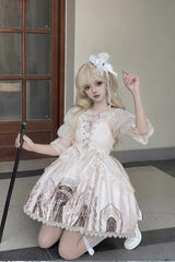 Apricot Eternal Night Print Ballet Lace-Up Sweet Lolita Jsk Dress - Product - 4