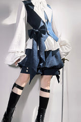 Blue [Rabbit Hunt] Bowknot Vintage Prince Ouji Lolita Vest - Product - 4
