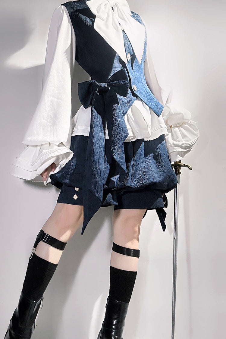 Blue [Rabbit Hunt] Bowknot Vintage Prince Ouji Lolita Shorts - Product - 4