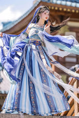 Dunhuang High Waisted Exotic Print Irregular Women's Classic Hanfu Dress Full Set 2 Colors - Product - 4
