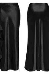 Black Ruffle Slim Asymmetric Women's Gothic Skirt - Product - 5