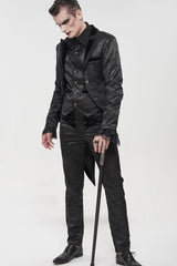 Black Gothic Bright Pattern Printed Decoration Swallowtail Men's Coat - Product - 9
