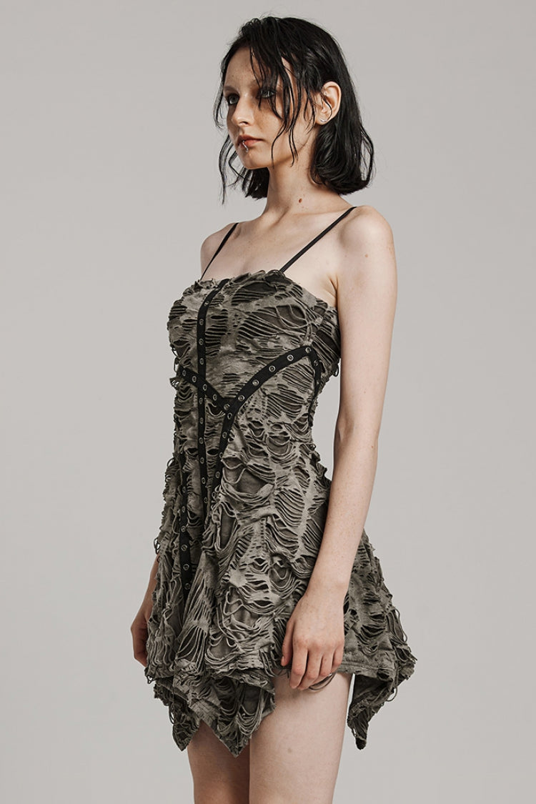 Irregular Mesh Webbing Women's Steampunk Dress 2 Colors - Product - 10