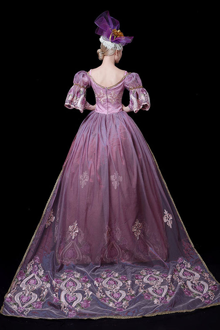 Half Sleeves High Waisted Hollow Embroidery Print Victorian Lolita Prom Dress - Product - 5