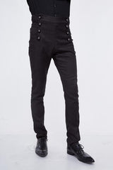 Black Gothic Wedding High Waist Slim Fit Jacquard Western Style Mens Pants - Product - 2