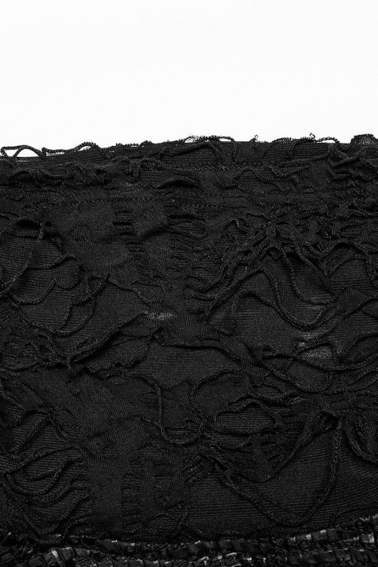 Black High Collar Stitching Ripped Men's Steampunk Blouse - Product - 7