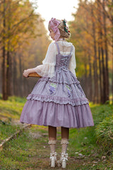 Purple [Vineyard] Sleeveless Jacquard Print Ruffle Embroidery Sweet Lolita Jsk Dress - Product - 4