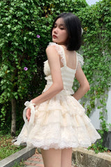 Ivory [Tidal] Triple-Layered Ruffle Bowknot Sweet Lolita Skirt 2 Versions - Product - 15