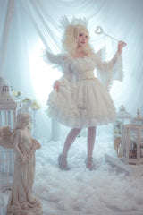 [Wishing Stars] Double-Layered Ruffle Bowknot Lace-Up Gothic Lolita Jsk Dress Version 1 - Product - 5
