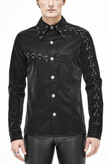 Black Rock Drawstring Mens Punk Blouse - Black - 1