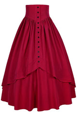 Gothic Elegant Ruffle Lolita Victorian Skirt 8 Colors - Red - 4