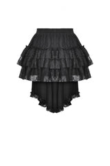Black Multi-Layered Lace Women's Gothic Puffy Skirt with Detachable Swallow Tail - Product - 3