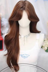 Cool Coffee Brown Swoop Bangs Soft Wavy Sweet Lolita Wig - Product - 2