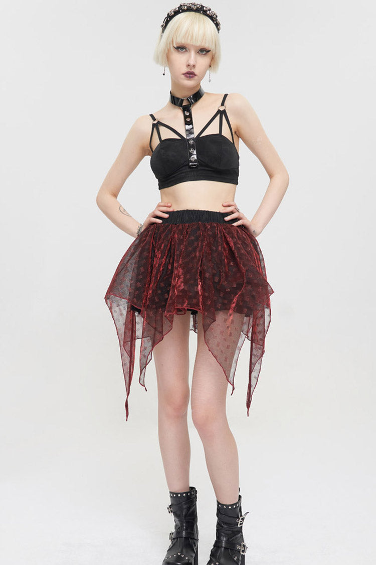 Black Punk Hollow Sling Halter Neck Metal Ring Decoration Women's Vest - Product - 11