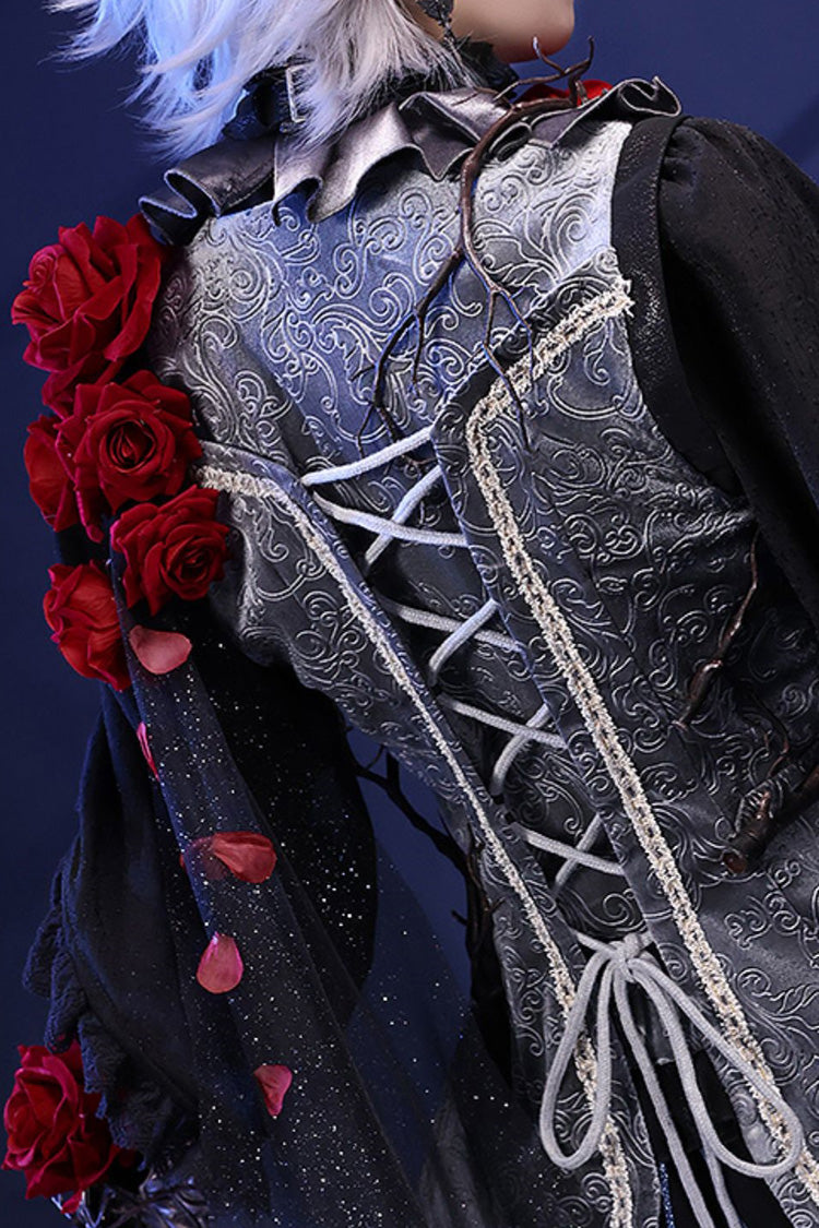 Black/Blue Witch Night Patient Star Gothic Prince Handsome Ouji Lolita Set - Product - 6