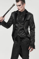 Black Gothic Bright Pattern Printed Decoration Swallowtail Men's Coat - Product - 2
