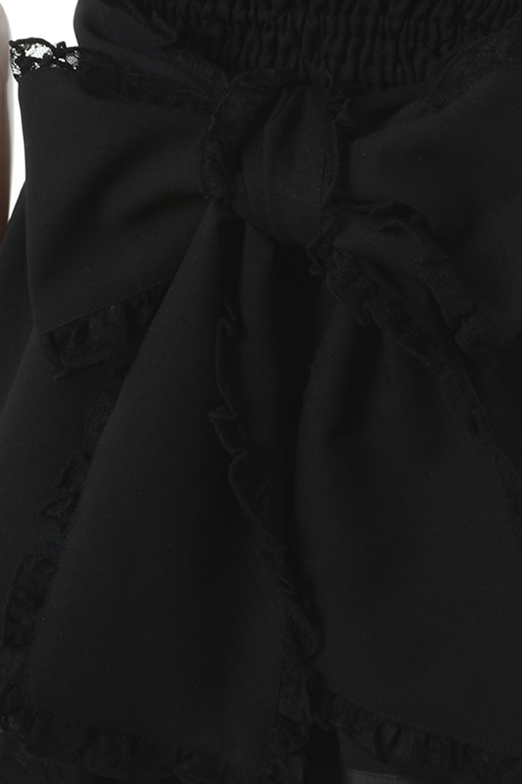 Black Japanese High Waisted Multi-Layered Lace Sweet Jirai Kei Skirt - Product - 6