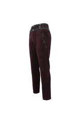 Red High Waisted Lace Splice Men's Gothic Pants - Product - 9