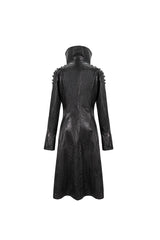 Black/Gray Large Neckline Design Long Leather Shoulder String Decoration Women's Punk Jacket - Product - 7