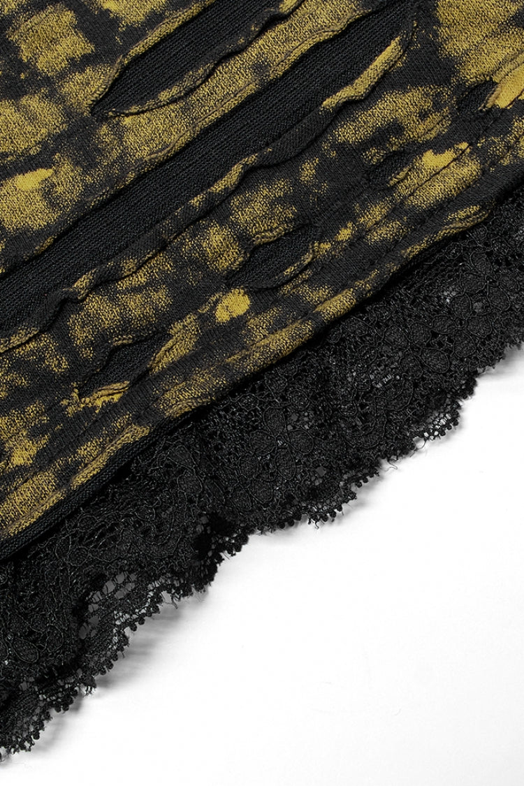 Abstract Print Stitching Lace Ripped Women's Gothic Skirt 2 Colors - Product - 14