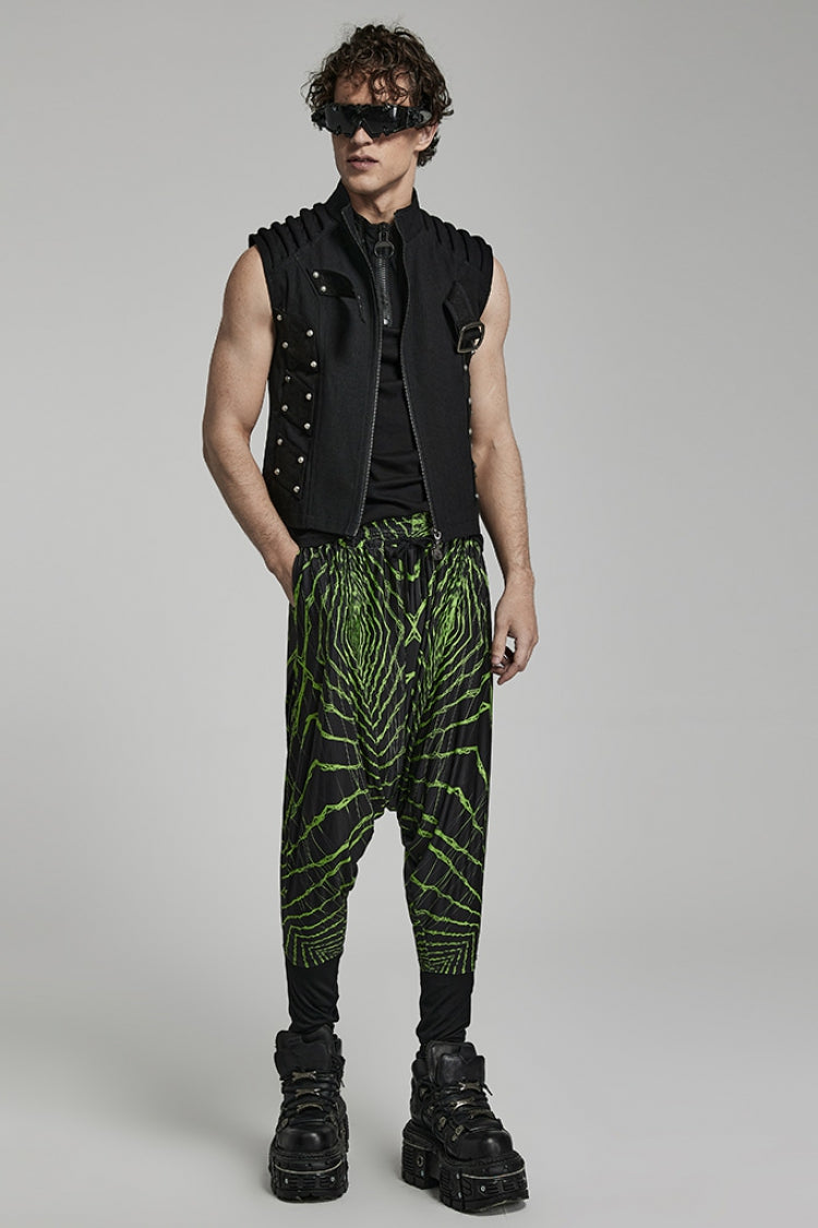 Green Halo Print Men's Sagging Pants - Product - 4