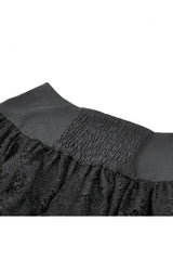 Black High Waisted Multi-Layered Ruffled Lace Patchwork Pocket Women's Punk Mini Skirt - Product - 17