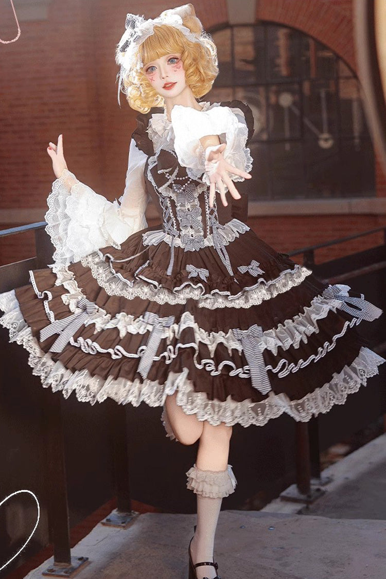 [Love Notebook] Sleeveless Multi-Layered Ruffle Bowknot Lace Sweet Lolita Jsk Dress 5 Colors - Product - 7